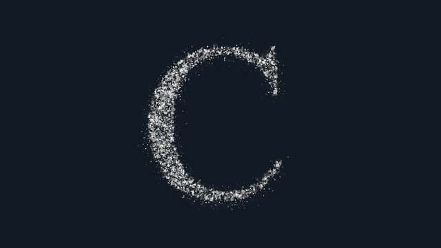 Effervescent letter C symbol - alphabet letter particles animation