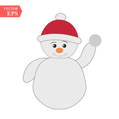 Cute Snowman. Vector Illustration for New Year Greeting Card