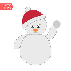 Cute Snowman. Vector Illustration for New Year Greeting Card eps10