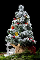 Small Christmas tree and Christmas decorations