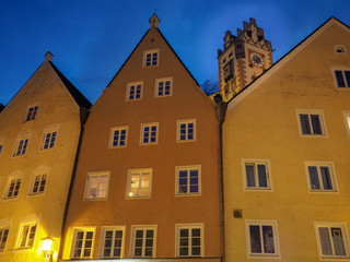 Fototapeta na wymiar Fussen town Cityscape at night time in Bavaria, Germany