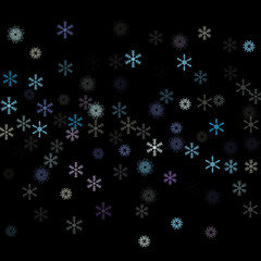 Falling down snow confetti, snowflake vector border. Festive winter, Christmas, New Year sale background. Cold weather, winter storm, scatter texture. Hipster snowfall falling snowflakes cool confetti