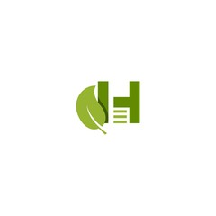 Letter H Leaf Logo : Suitable for Agriculture Theme, Environment Theme, Initial Theme, initial letter H with leaf logo vector concept element, letter H logo with Organic leaf