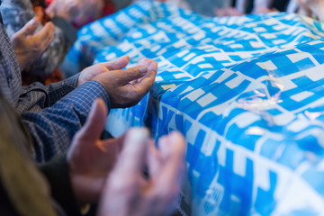 Muslim man hands praying. Shallow DOF