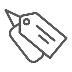 Tag line icon, price and card, label sign, vector graphics, a linear pattern on a white background.