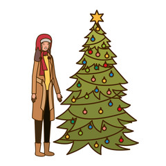 woman with christmas tree avatar character