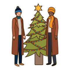 men with christmas tree avatar character