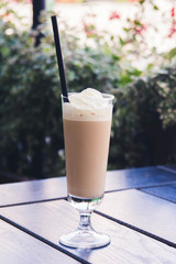 latte macchiato in an open air cafe