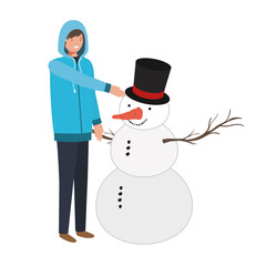 man with snowman avatar character