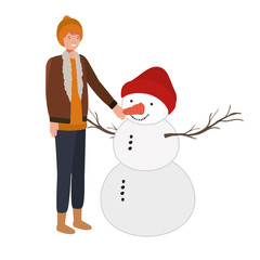 man with snowman avatar character