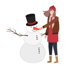 woman with snowman avatar character