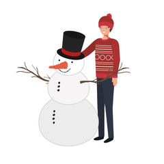man with snowman avatar character