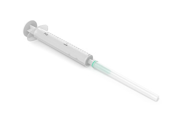 Fototapeta premium 3d rendering of safety medical syringe with needle isolated on white background