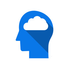 Dreaming icon. Head silhouette with cloud.