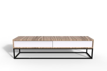 3 D illustration of a tv bench on a white background 