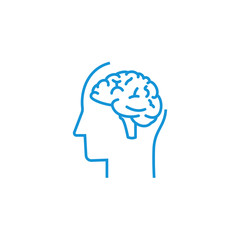 Human profile with brain vector icon. Idea symbol. Thinking concept in flat style for graphic design