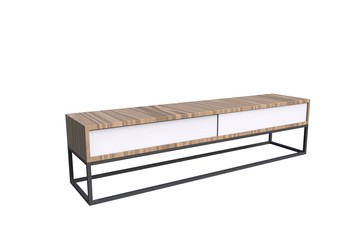 3 D illustration of a tv bench on a white background 