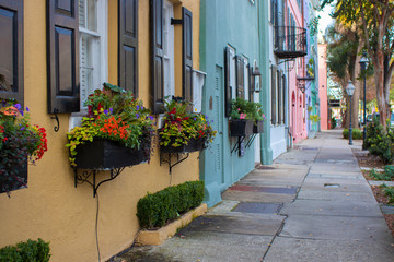 Fototapeta na wymiar colorful street in old town