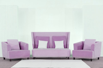 Beautiful Wedding Stage with Sofa and White Backdrop