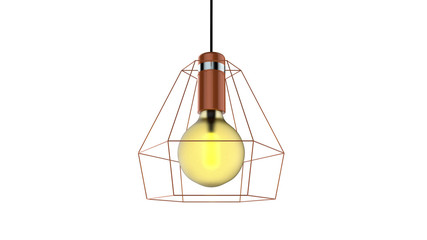 3D illustration of isolated cage wire Edison lamp