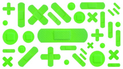 Various Strips of ADHESIVE BANDAGES PLASTER - UFO Green Color