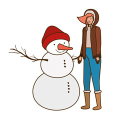 woman with snowman avatar character