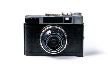 Retro soviet film photographic camera  isolated on white background