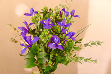 Bouquet of blue irises.