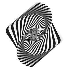  Abstract twisting and bending, black and white waves. Surrealism. Dynamic illusion in the style of Escher. 3D object. Psychology and philosophy, a sample for printing. 