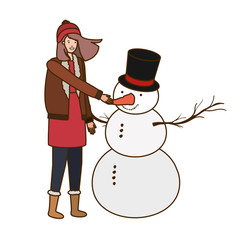 woman with snowman avatar character