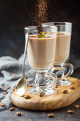 Coffee Panna cotta in glasses.