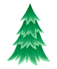 Green spruce tree. Evergreen flat style. Christmas tree without decorations. Vector illustration isolated on white background