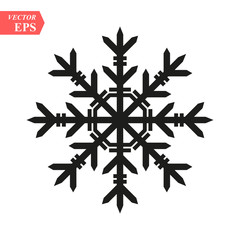 Snowflake icon. Christmas and winter theme. Simple flat black illustration on white background.