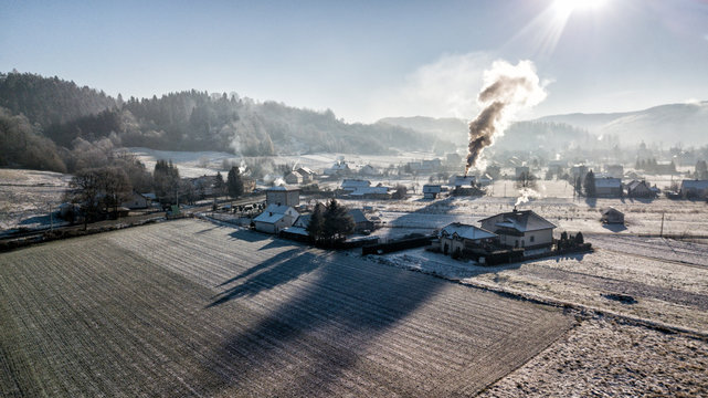 DRON Bieszczasy zima śnieg 