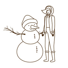 woman with snowman avatar character