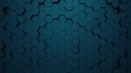 Abstract moving hexagonal background, seamless 3d illustration