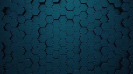Abstract moving hexagonal background, seamless 3d illustration