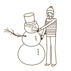 woman with snowman avatar character