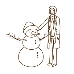 man with snowman avatar character