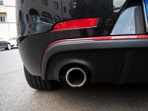 Close up image of car exhaust pipes