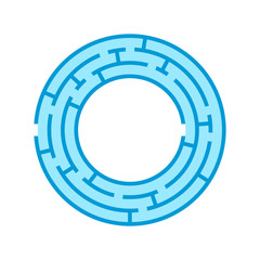 Abstract round maze. Game for kids. Puzzle for children. One entrance, one exit. Labyrinth conundrum. Flat vector illustration isolated on white background.