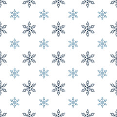 Winter seamless background with snowflakes for greeting card or invitation. Merry Christmas and Happy New Year design element. Vector backdrop.