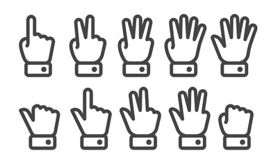 finger counting thin line icon set,vector and illustration