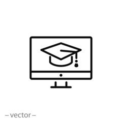 online education, line sign, icon vector