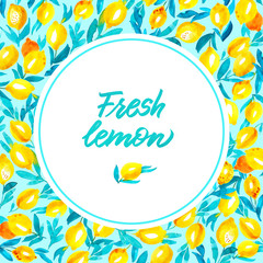 Frame with watercolor lemons