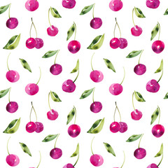 Seamless pattern with cherries
