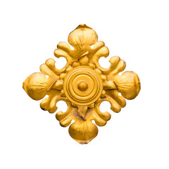 Golden ornament isolated on white background with clipping path