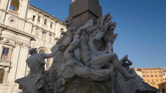Statue of Zeus in Bernini's fountain of Four Rivers in Piazza Navona, Rome