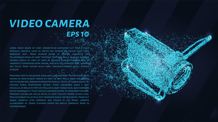 Naklejka premium Video camera of blue glowing dots. Video camera for home video.