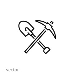 pickaxe shovel icon vector